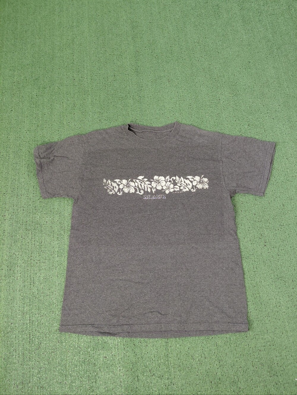 Maui Hawaii Floral Tropical Hawaiian Gray T Shirt Sz Large